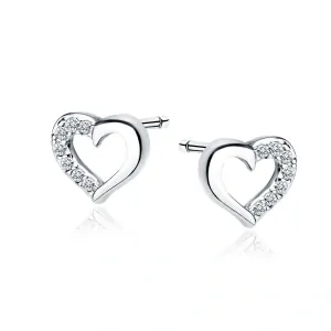 Dámské stříbrné náušnice Heart Crystal